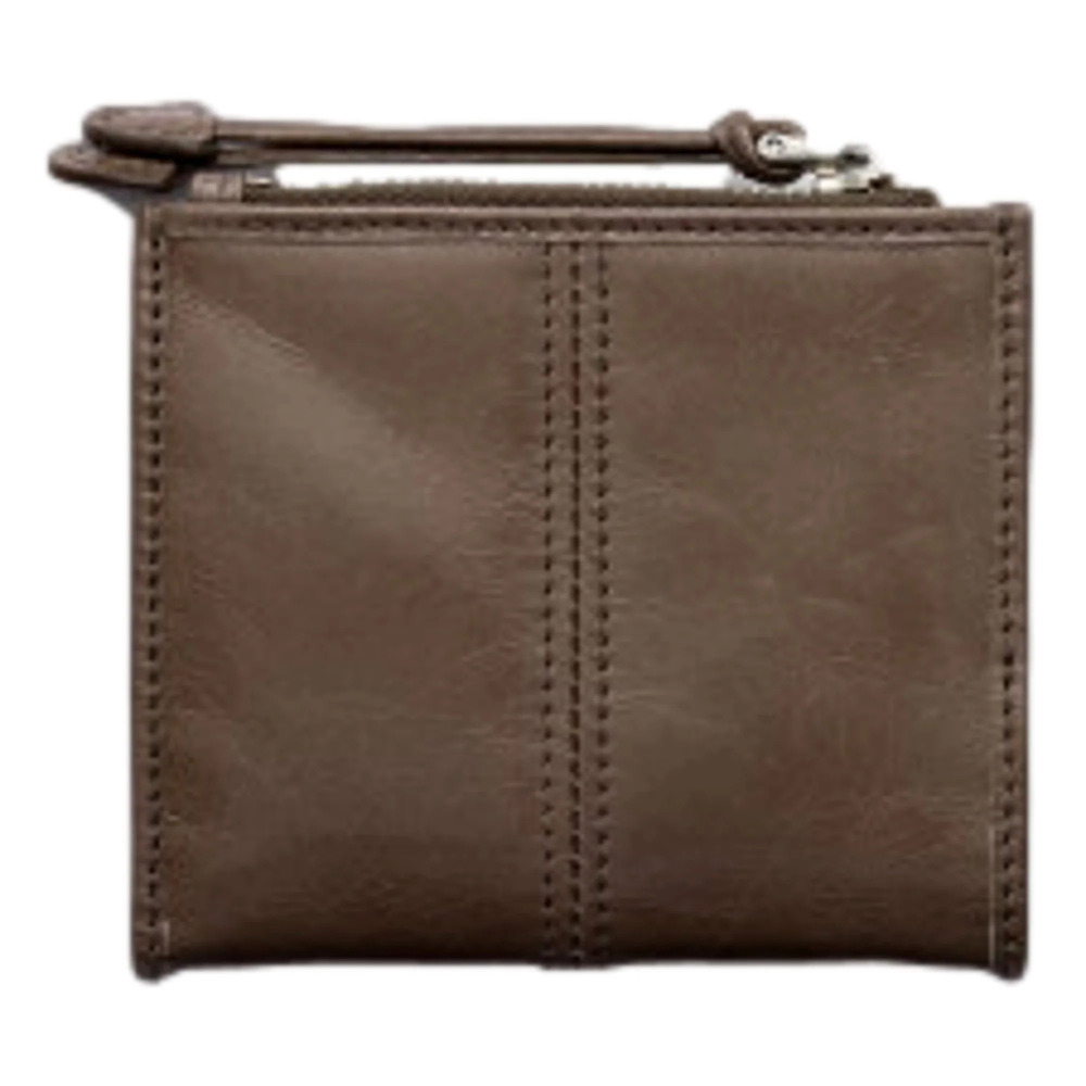 Prada Soft Lux Leather Zipper Bifold Wallet Card Holder Argilla
